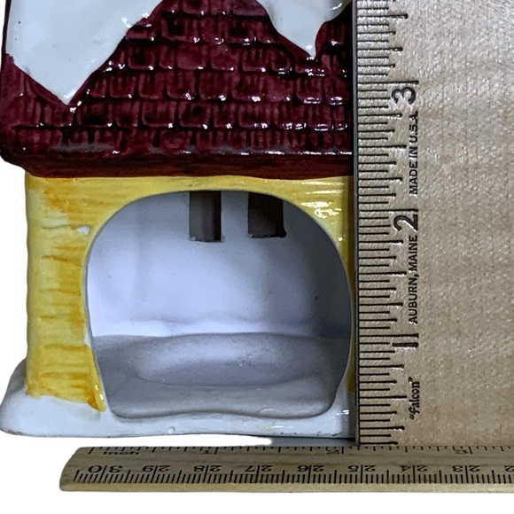 JSNY Vintage Holiday Schoolhouse Candle Holder Hand Painted Porcelain Ceramic - Picture 6 of 16